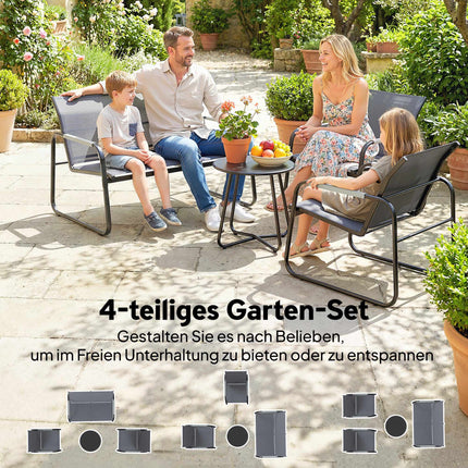 4-teilige Terrassenmöbelgarnitur, verzinkter Stahl, schnelltrocknender Stoff