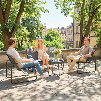 4-teilige Terrassenmöbelgarnitur, verzinkter Stahl, schnelltrocknender Stoff