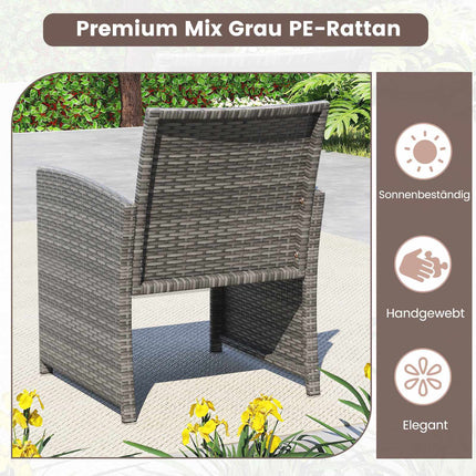 Ensemble de mobilier de patio 4 pièces avec chaises et table en rotin