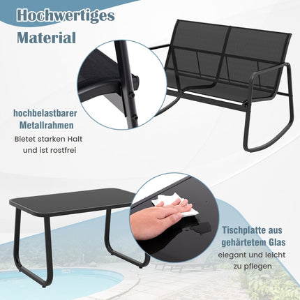 4-teiliges Gartenmöbel-Set mit Schaukelstühlen
