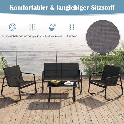 4-teiliges Gartenmöbel-Set mit Schaukelstühlen