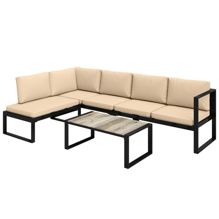 4-teiliges Terrassensofa-Set mit Kissen und Tisch