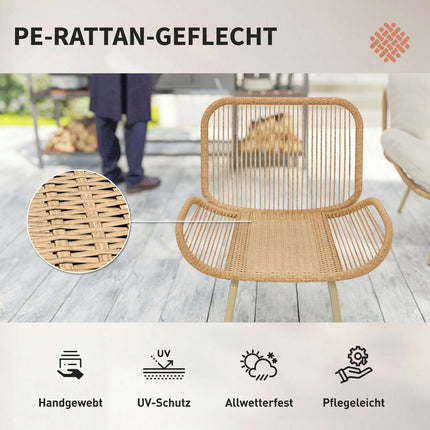 Ensemble de mobilier de jardin en rotin 4 pièces avec coussins