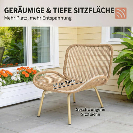 Ensemble de mobilier de jardin en rotin 4 pièces avec coussins