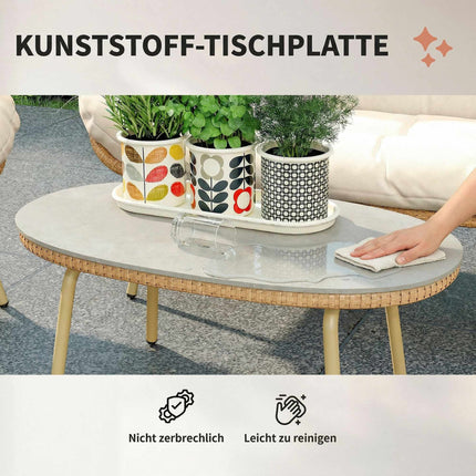 Ensemble de mobilier de jardin en rotin 4 pièces avec coussins