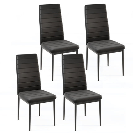 Ensemble de 4 chaises de salle à manger, en similicuir, sans accoudoirs, noires