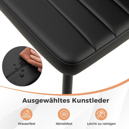Ensemble de 4 chaises de salle à manger, en similicuir, sans accoudoirs, noires