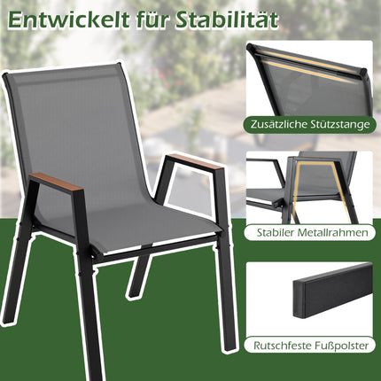 Ensemble de 4 chaises de jardin empilables, en tissu Teslin respirant