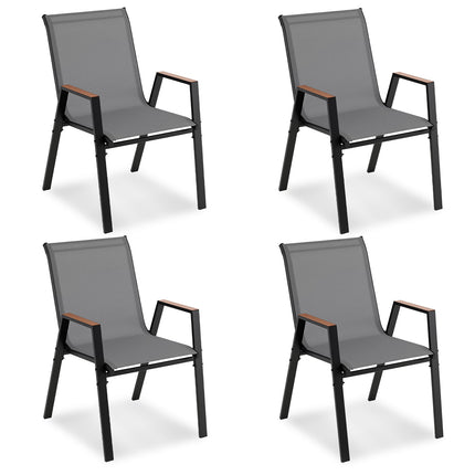 Ensemble de 4 chaises de jardin empilables, en tissu Teslin respirant
