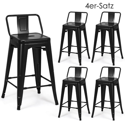 Tabourets de bar empilables en métal (lot de 4), hauteur d'assise : 62 cm