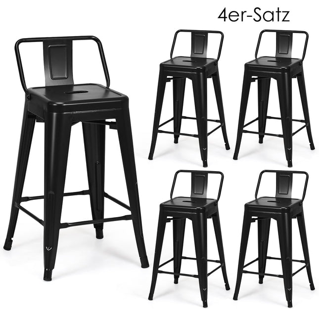 Tabourets de bar empilables en métal (lot de 4), hauteur d'assise : 62 cm
