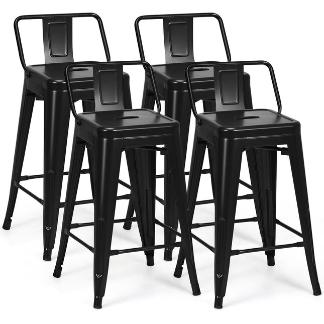Tabourets de bar empilables en métal (lot de 4), hauteur d'assise : 62 cm