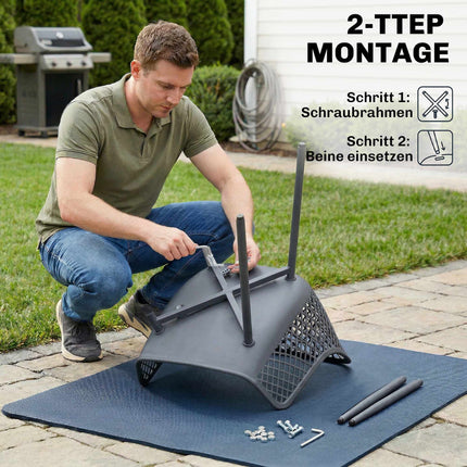 Ensemble de 4 chaises de jardin en plastique gris foncé résistant aux UV