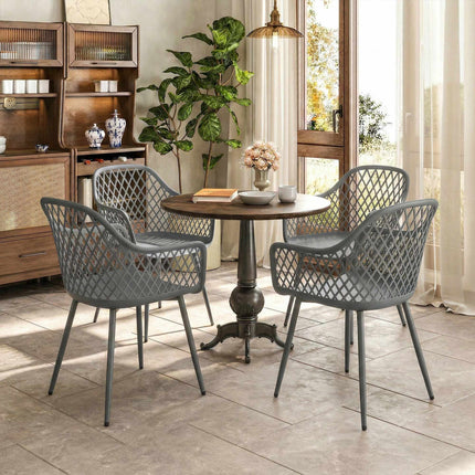 Ensemble de 4 chaises de jardin en plastique gris foncé résistant aux UV