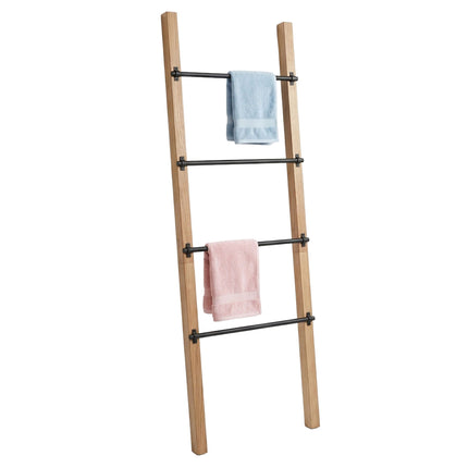 Handtuchleiter mit 4 Sprossen, Kiefer & Stahl, Natur/Schwarz