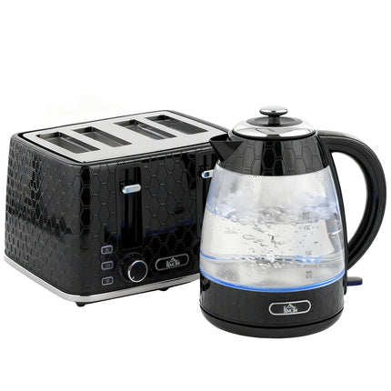 4-Scheiben-Toaster & 1,7L Wasserkocher-Set, Schwarz