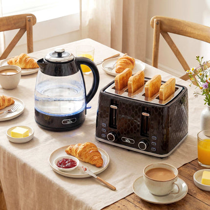 4-Scheiben-Toaster & 1,7L Wasserkocher-Set, Schwarz