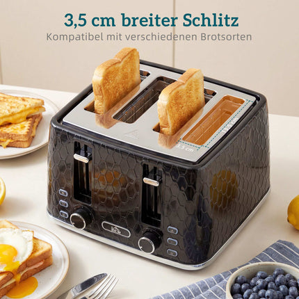 4-Scheiben-Toaster & 1,7L Wasserkocher-Set, Schwarz