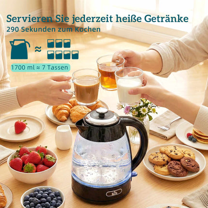 4-Scheiben-Toaster & 1,7L Wasserkocher-Set, Schwarz