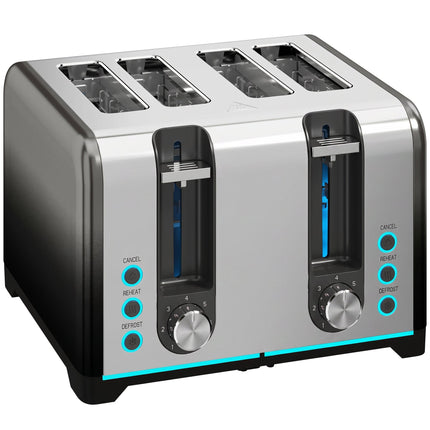 Grille-pain 4 tranches, 7 niveaux de brunissage, décongélation, réchauffage, annulation