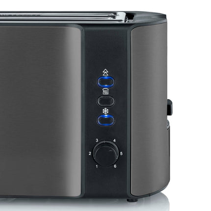 4-Scheiben-Toaster mit Brötchenaufsatz, Edelstahl