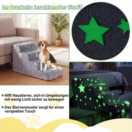 4-stufige Haustiertreppe aus Schaumstoff mit waschbarem Flanellbezug, Grau