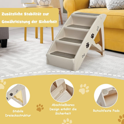 Échelle pliable pour animaux de compagnie à 4 marches, antidérapante, 62,5 x 38 x 49 cm