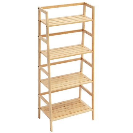 4-Tier Bamboo Ladder Shelf, Freestanding Open Bookcase