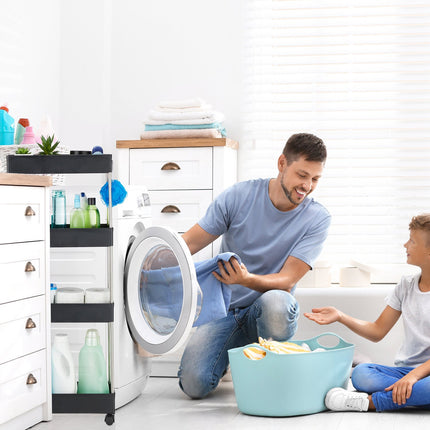 Chariot noir à 4 niveaux pour le rangement de la cuisine ou de la salle de bain