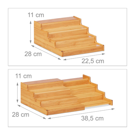Étagère à épices extensible en bambou à 4 niveaux