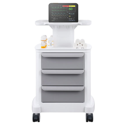 4-Tier Lab Cart, ABS Rolling Cart With 3 Drawers, White