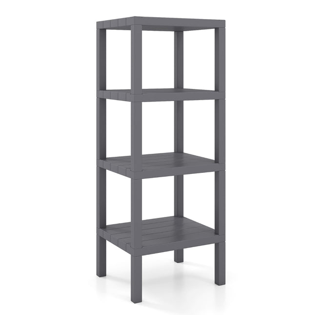 Étagère de rangement en plastique à 4 niveaux, grise, 38 x 32,5 x 99 cm