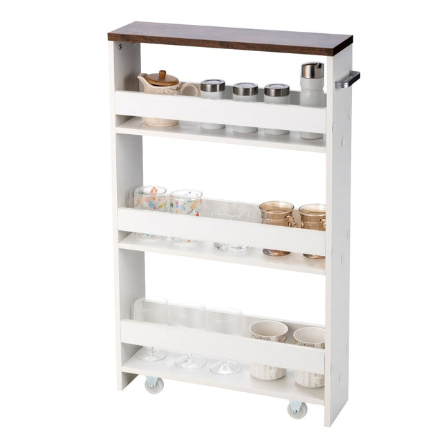 4-stöckiger Rollküchenwagen mit Griff, 48x12,5x81 cm, Weiß