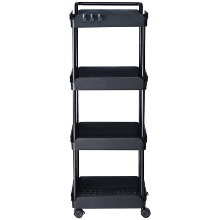 4-Tier Rolling Utility Cart, Lockable Wheels, Black