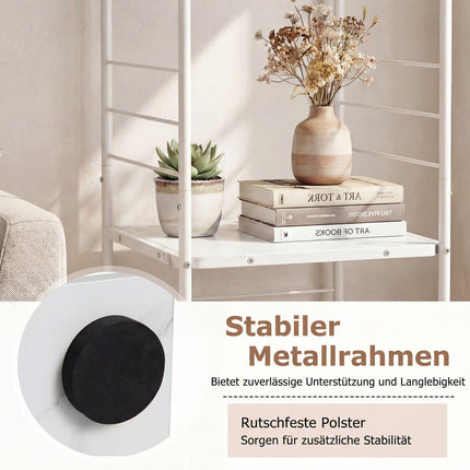 4-stöckiges drehbares Bücherregal, Metallrahmen, 360° drehbar, Weiß