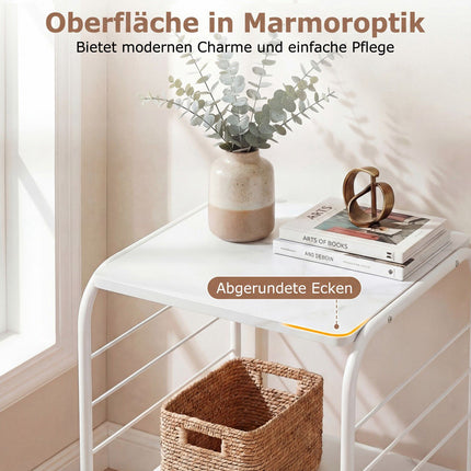 4-stöckiges drehbares Bücherregal, Metallrahmen, 360° drehbar, Weiß