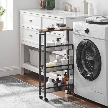 Chariot mince à 4 niveaux pour le rangement de la cuisine ou de la salle de bain
