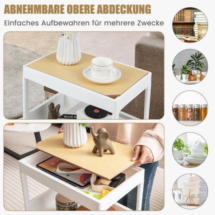 Rollbarer Allzweck-Aufbewahrungswagen mit 4 Ebenen und herausnehmbarem Tablett