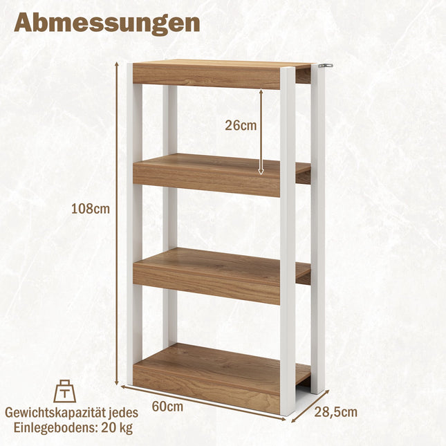 Étagère en bois à 4 niveaux avec système anti-basculement, étagères ouvertes