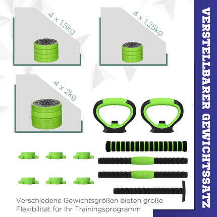 Verstellbares 20-kg-Hantelset – 4-in-1 Heim-Fitnessgerät