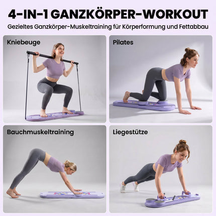 4-in-1 faltbares Pilates-Board-Set mit Widerstandsbändern