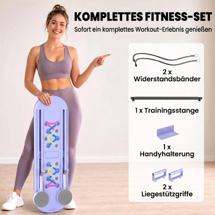 4-in-1 faltbares Pilates-Board-Set mit Widerstandsbändern