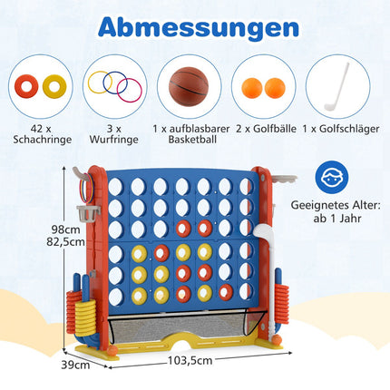 Ensemble de 4 jeux en 1 : Puissance 4, basketball, lancer d'anneaux, golf