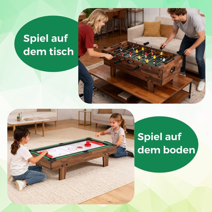 4-in-1-Spieltisch: Kicker, Billard, Airhockey, Tischtennis