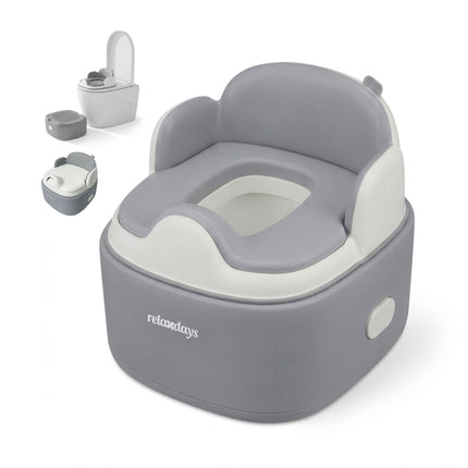 Pot d'apprentissage gris 4 en 1 avec couvercle et marchepied