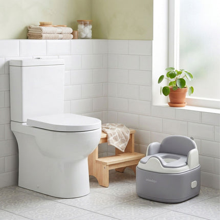 Pot d'apprentissage gris 4 en 1 avec couvercle et marchepied