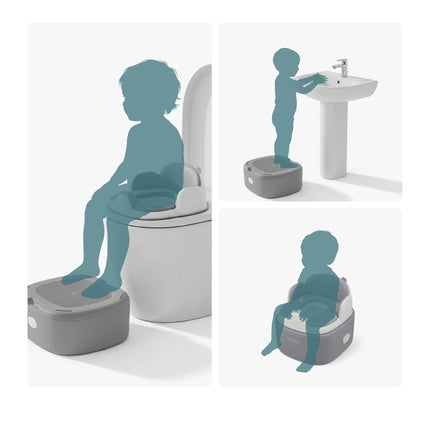 Pot d'apprentissage gris 4 en 1 avec couvercle et marchepied