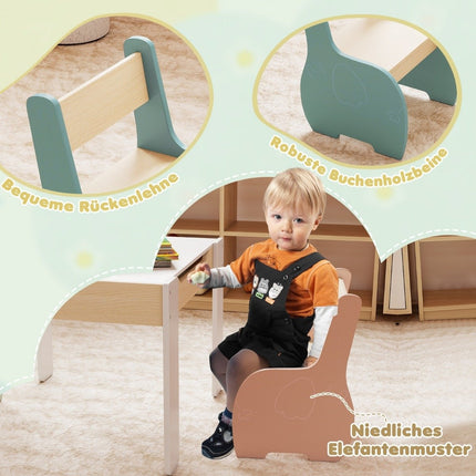 Ensemble de table en bois 4 en 1 pour enfants avec rangement et tableau noir
