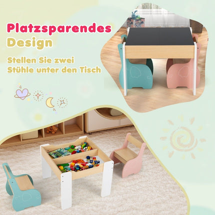 Ensemble de table en bois 4 en 1 pour enfants avec rangement et tableau noir