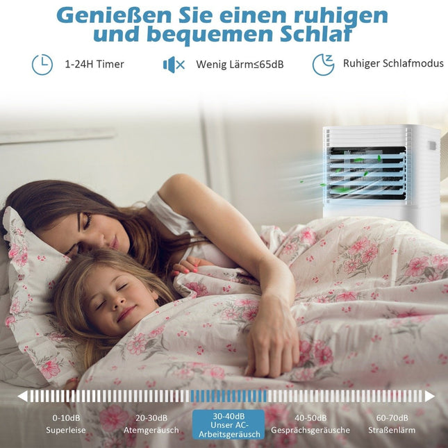 Climatiseur mobile 4 en 1 9000 BTU Climatiseur de refroidissement, de ventilation et de déshumidification avec couvercle noir 16 -32